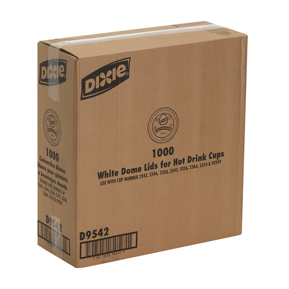 מכסי כוס חמה מפלסטיק DIXIE® DOME מבית GP PRO (ג'ורג'יה פסיפיק), גדולים, לבנים, 1,000 מכסים לכל מארז