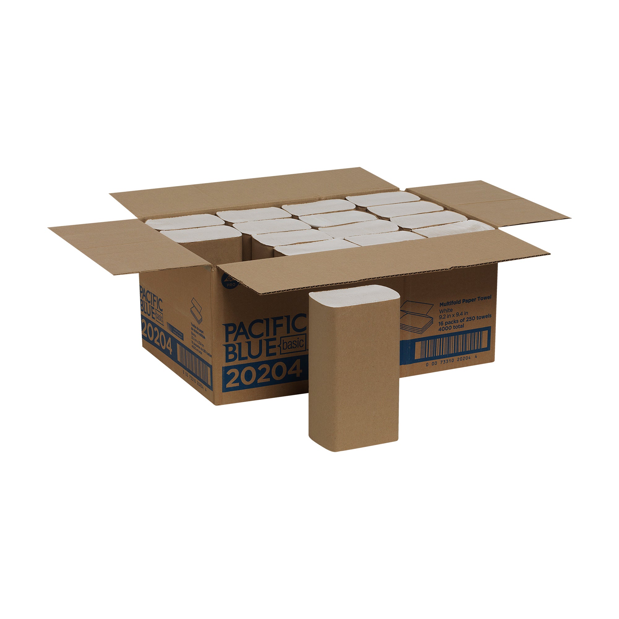 מגבת נייר PACIFIC BLUE BASIC™ חד שכבתית מרובת קפל מבית GP PRO (ג'ורג'יה פסיפיק), לבן, 4,000 מגבות לכל מארז