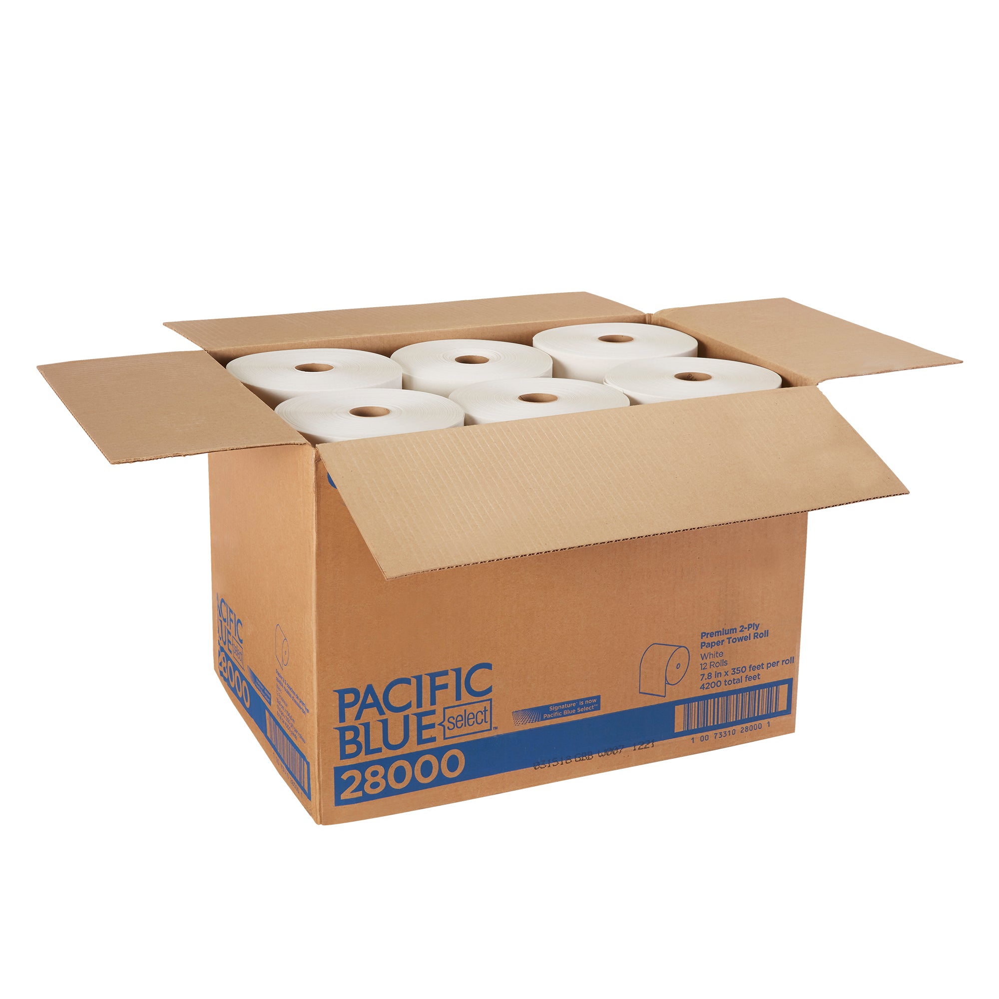 גליל מגבת נייר איכותי עם שתי שכבות מסוג PACIFIC BLUE SELECT™, לבן, (12 גלילים של 106.68 מטרים סהכ 1280.16 מטרים) 12 גליונות למארז