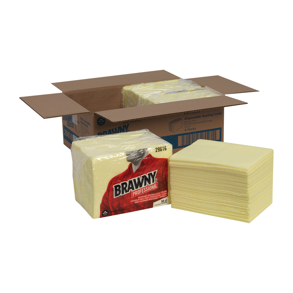 מטליות אבק חד פעמיות של PROFESSIONAL BRAWNY® מבית GP PRO (ג'ורג'יה פסיפיק), צהוב, (4 חבילות של 50 מגבות סהכ 200 מגבות)