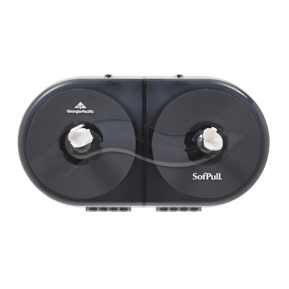 מתקן נייר טואלט בעל קיבולת גבוהה של SOFPULL® עם שני גלילים זה לצד זה מבית GP PRO (ג'ורג'יה פסיפיק), עשן, מתקן אחד