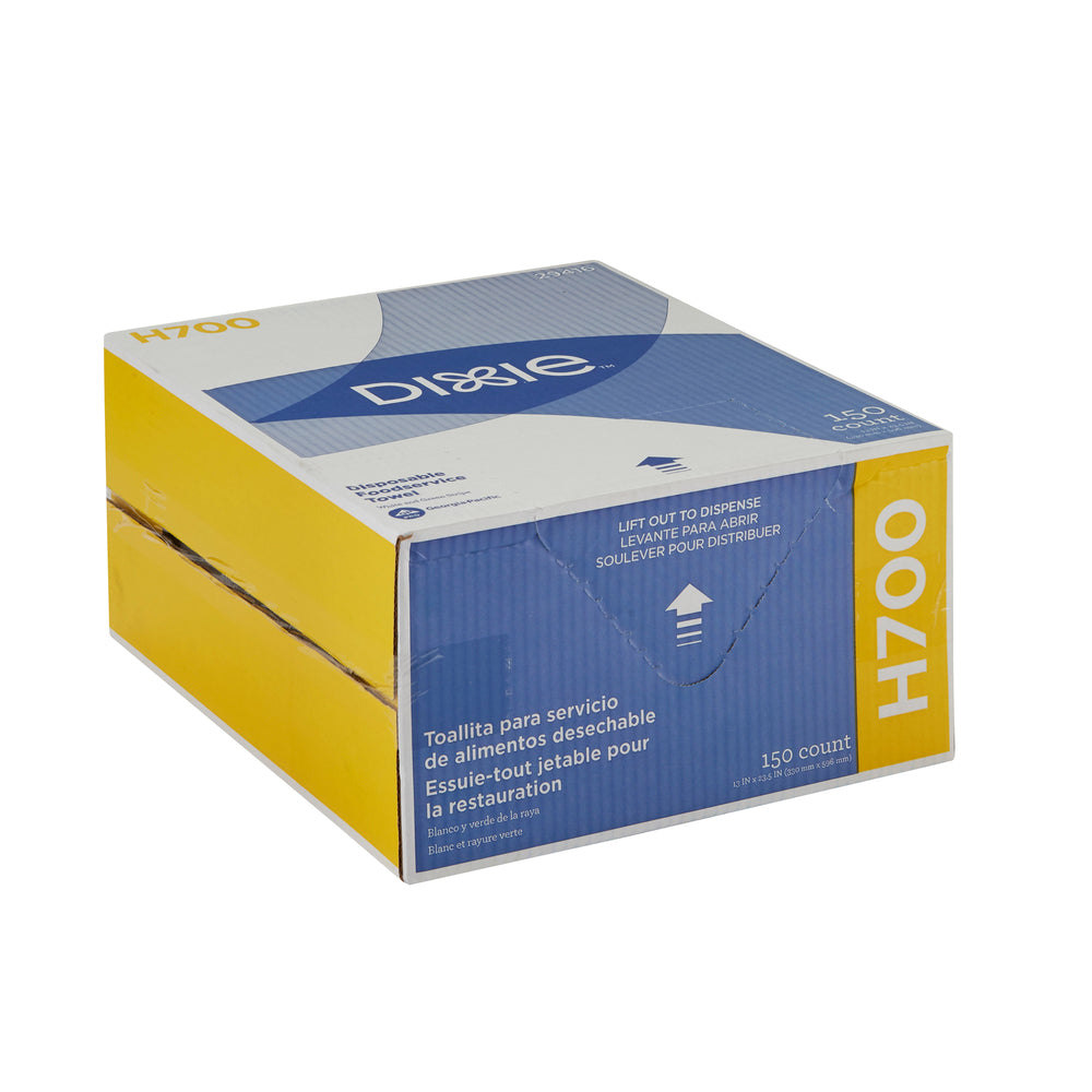 מגבות שירות מזון חד פעמיות DIXIE® H700 מאת GP PRO (ג'ורג'יה-פסיפיק), פס לבן וירוק, 150 מגבות בקופסה