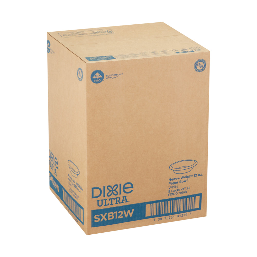 קערות נייר עבות במיוחד DIXIE ULTRA® (12 OZ) מבית GP PRO (ג'ורג'יה פסיפיק), לבן, 1,000 קערות לכל מארז