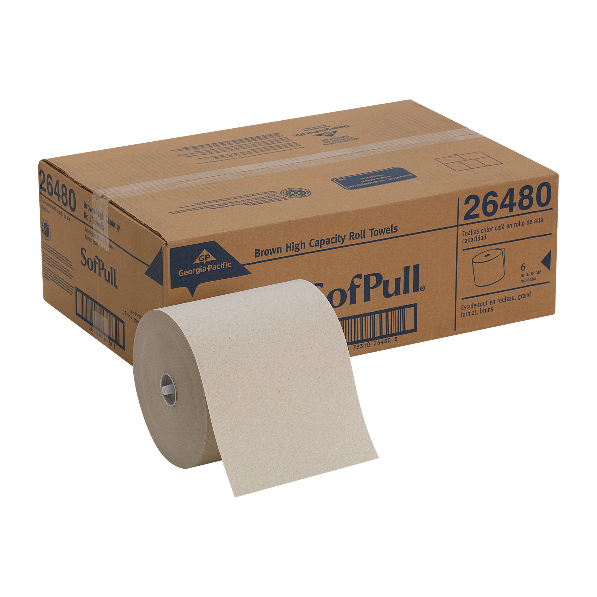 גלילי מגבת נייר ממוחזרים SOFPULL® מבית GP PRO (ג'ורג'יה פסיפיק), חום, (6 גלילים של 304.80 מטרים סהכ 1,828.80 מטרים)
