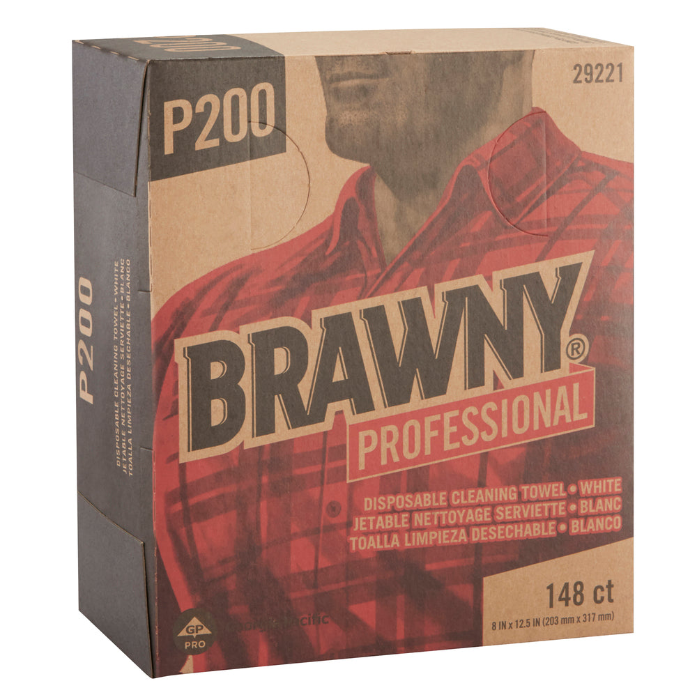 מגבות ניקוי חד פעמיות מסוג BRAWNY® PROFESSIONAL P200, קפל ¼, לבן, (20 קופסאות של 148 מגבות סהכ 2960 מגבות)