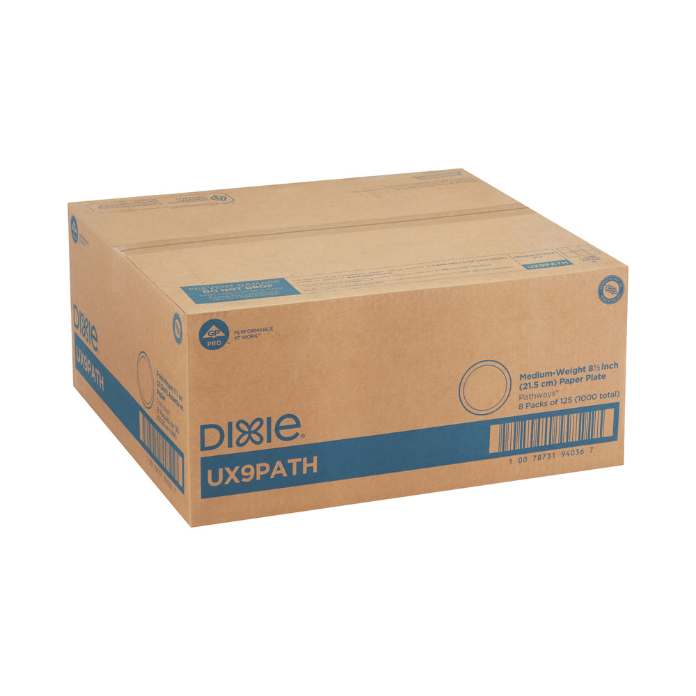 צלחות נייר עבות (IN 8 1/2) מסדרת DIXIE® מבית GP PRO (ג'ורג'יה-פסיפיק), איור עלים®, 1,000 צלחות לכל מארז