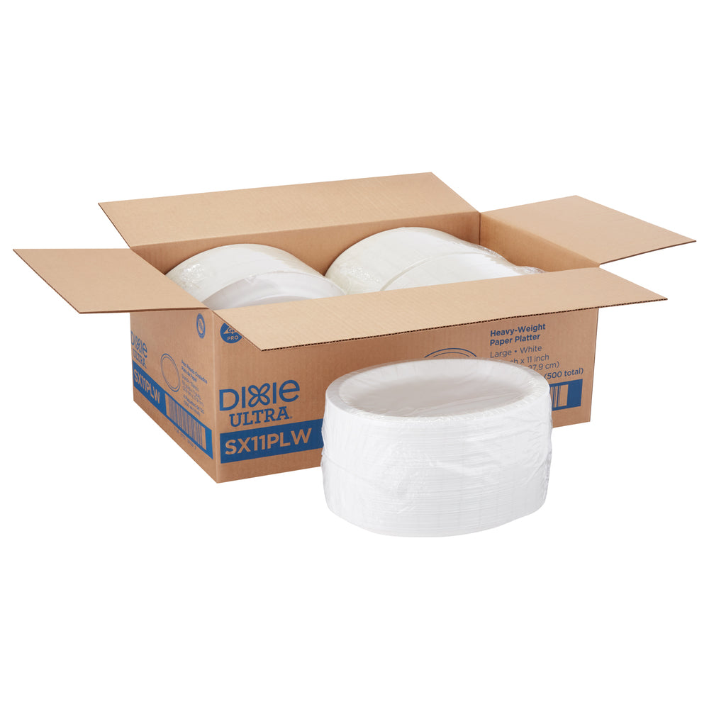 מגשי נייר גדולים עבים במיוחד של DIXIE ULTRA® מבית GP PRO (ג'ורג'יה-פסיפיק), לבן, 500 מגשים לכל מארז