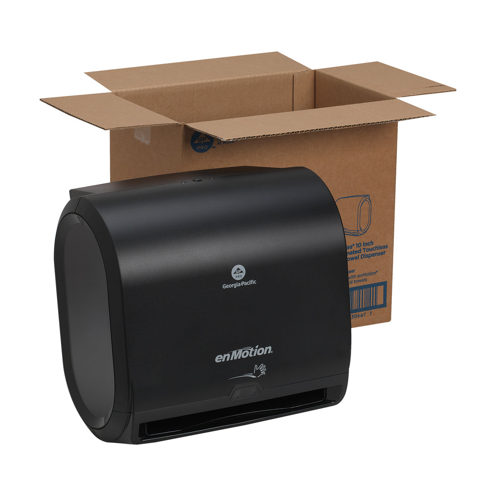 מתקן מגבות נייר אוטומטי ללא מגע עם גליל אחד ENMOTION® IMPULS® 10 מבית GP PRO (ג'ורג'יה פסיפיק), שחור, מתקן אחד