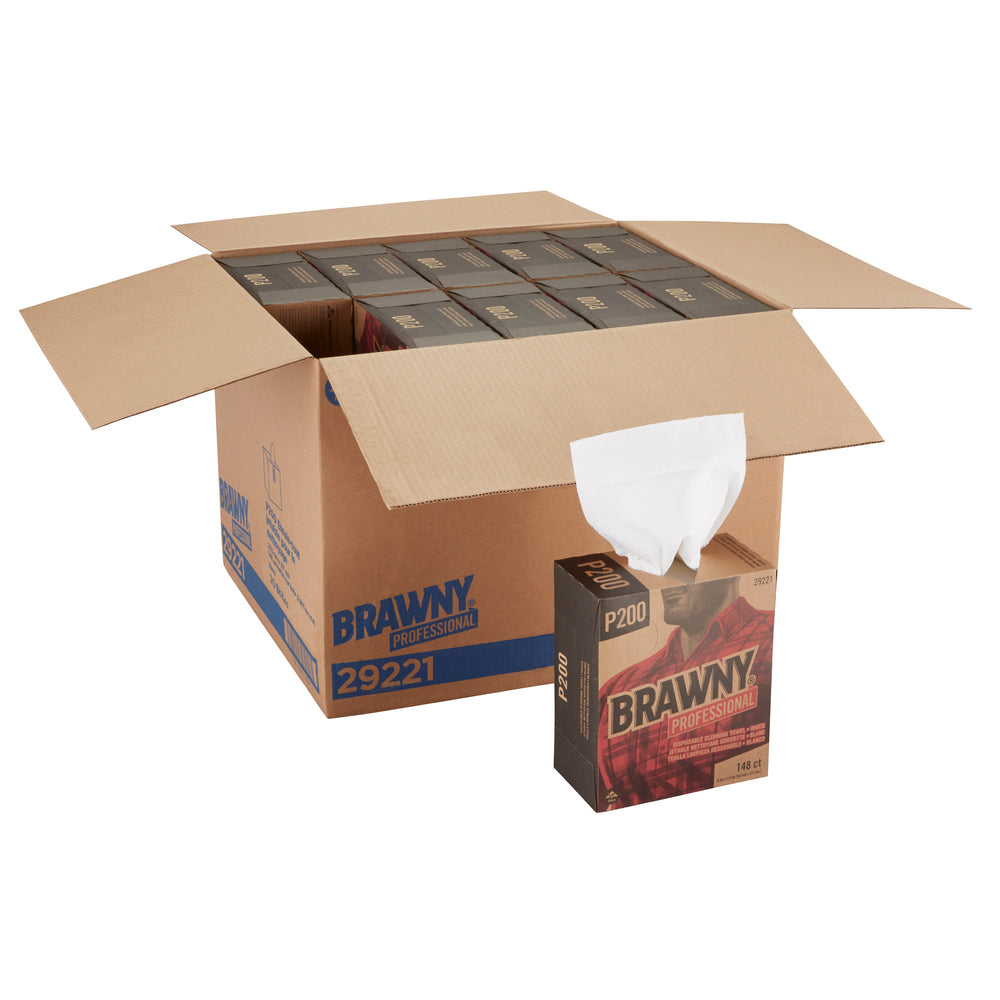 מגבות ניקוי חד פעמיות מסוג BRAWNY® PROFESSIONAL P200, קפל ¼, לבן, (20 קופסאות של 148 מגבות סהכ 2960 מגבות)