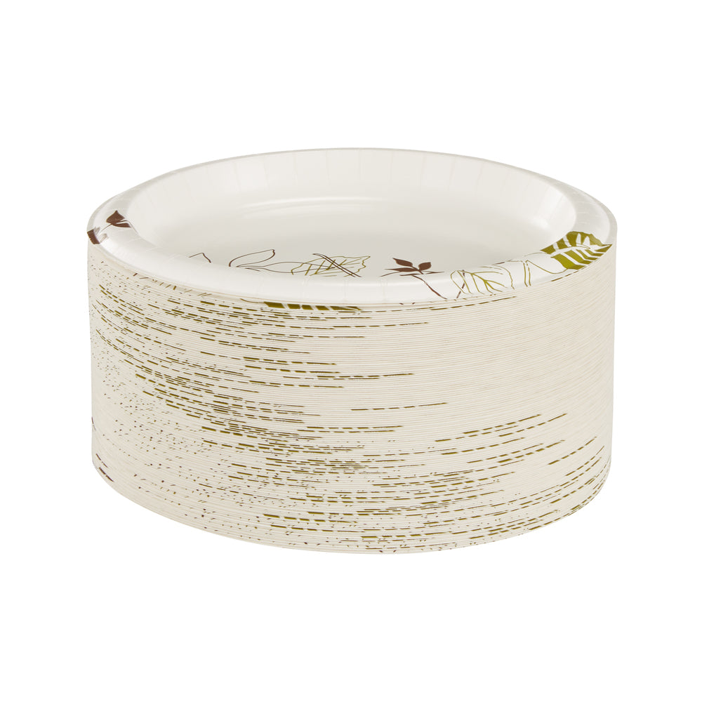 צלחות נייר עבות (IN 8 1/2) מסדרת DIXIE® מאת GP PRO (ג'ורג'יה-פסיפיק), איור עלים®, (4 חבילות של 125 צלחות סהכ 500 צלחות)
