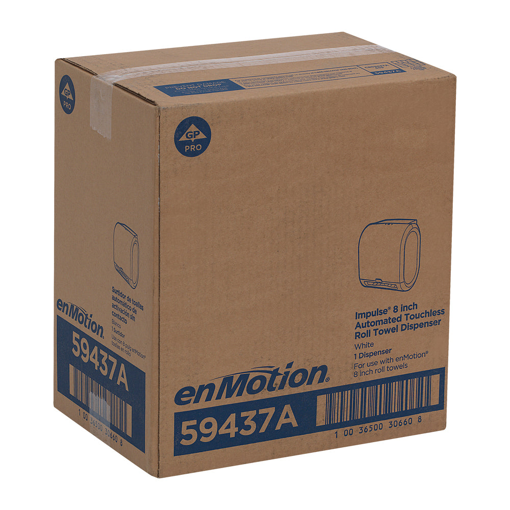 מתקן מגבות נייר אוטומטי ללא מגע בעל גליל אחד ENMOTION® IMPULS® 8 מבית GP PRO (ג'ורג'יה פסיפיק), לבן, מתקן אחד