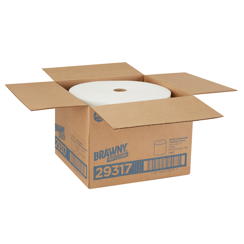 מגבות ניקוי חד פעמיות BRAWNY® PROFESSIONAL H600 מבית GP PRO (ג'ורג'יה פסיפיק), לבן(גליל אחד של 1776 מגבות)