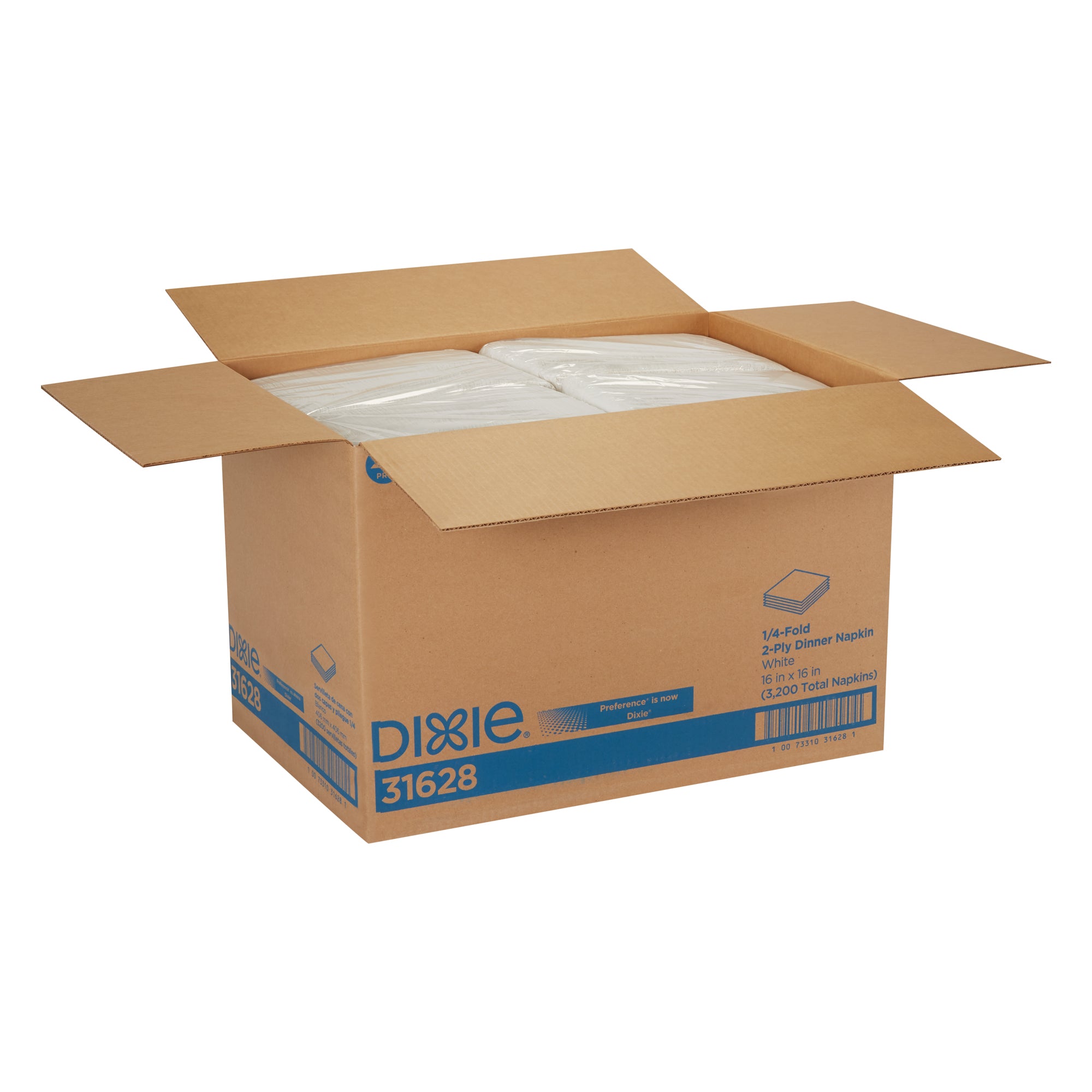 מפית ארוחת ערב דו-שכבתית של DIXIE® קיפול 1/4 של GP PRO (ג'ורג'יה פסיפיק), 16 ˟ 16 אינץ', לבן, 3,200 מפיות לכל מארז