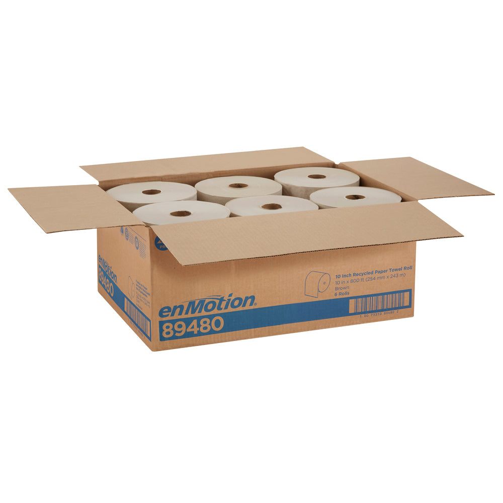גלילי מגבות נייר ממוחזרים ENMOTION® 10 מבית GP PRO (ג'ורג'יה פסיפיק), חום, (6 גלילים של 243.84 מטרים סהכ 1,463.04 מטרים)