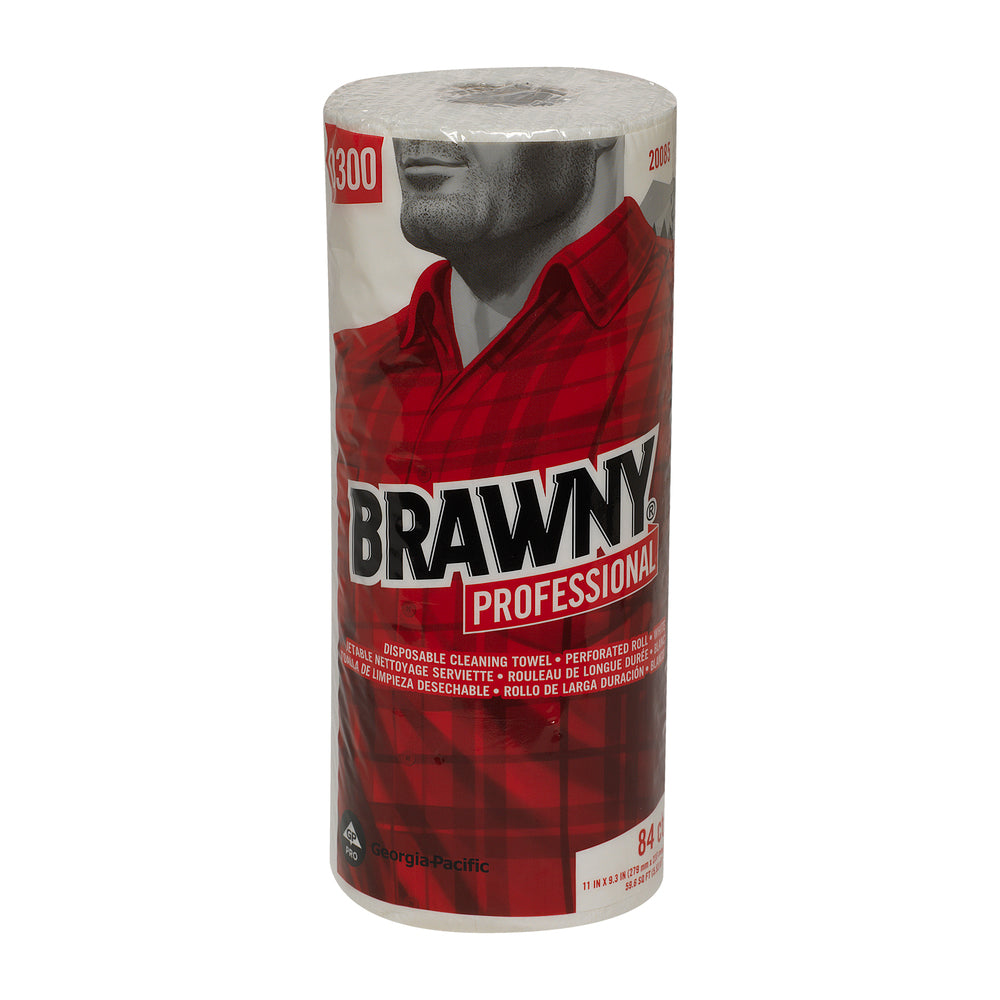 מגבות ניקוי חד פעמיות BRAWNY® PROFESSIONAL D300 מבית GP PRO (ג'ורג'יה פסיפיק), מגבת גליל מחוררת, לבן, (20 גלילים של 216.54 מטר סהכ 4330.70 מטר) 1680 מגבות למארז