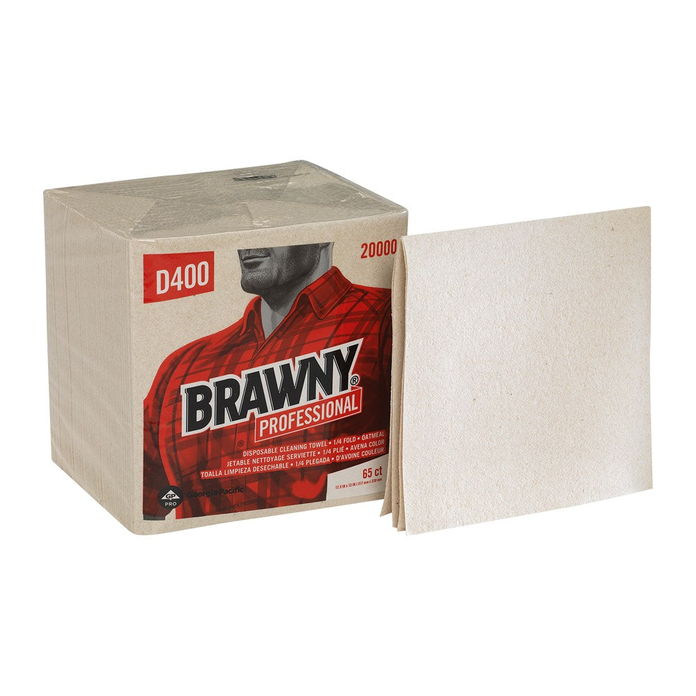 מגבות ניקוי חד פעמיות BRAWNY® PROFESSIONAL D400 מבית GP PRO (ג'ורג'יה פסיפיק), פי 1/4, שיבולת שועל, (18 חבילות של 65 מגבות סהכ 1,170 מגבות)