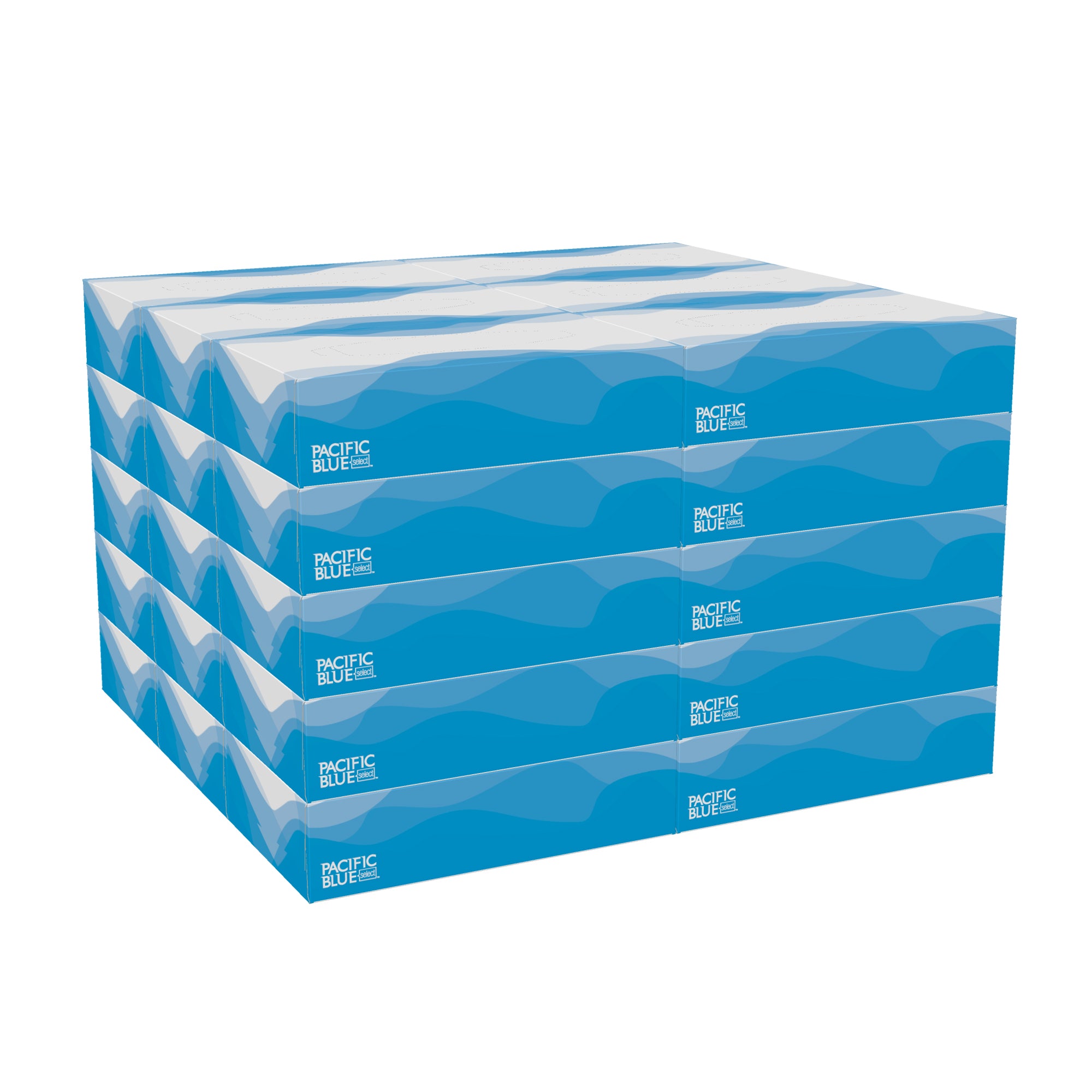 רקמת פנים דו-שכבתית PACIFIC BLUE BASIC™ מאת GP PRO (ג'ורג'יה פסיפיק), קופסה שטוחה, (30 קופסאות של 100 גליונות סהכ 3,000 גליונות)