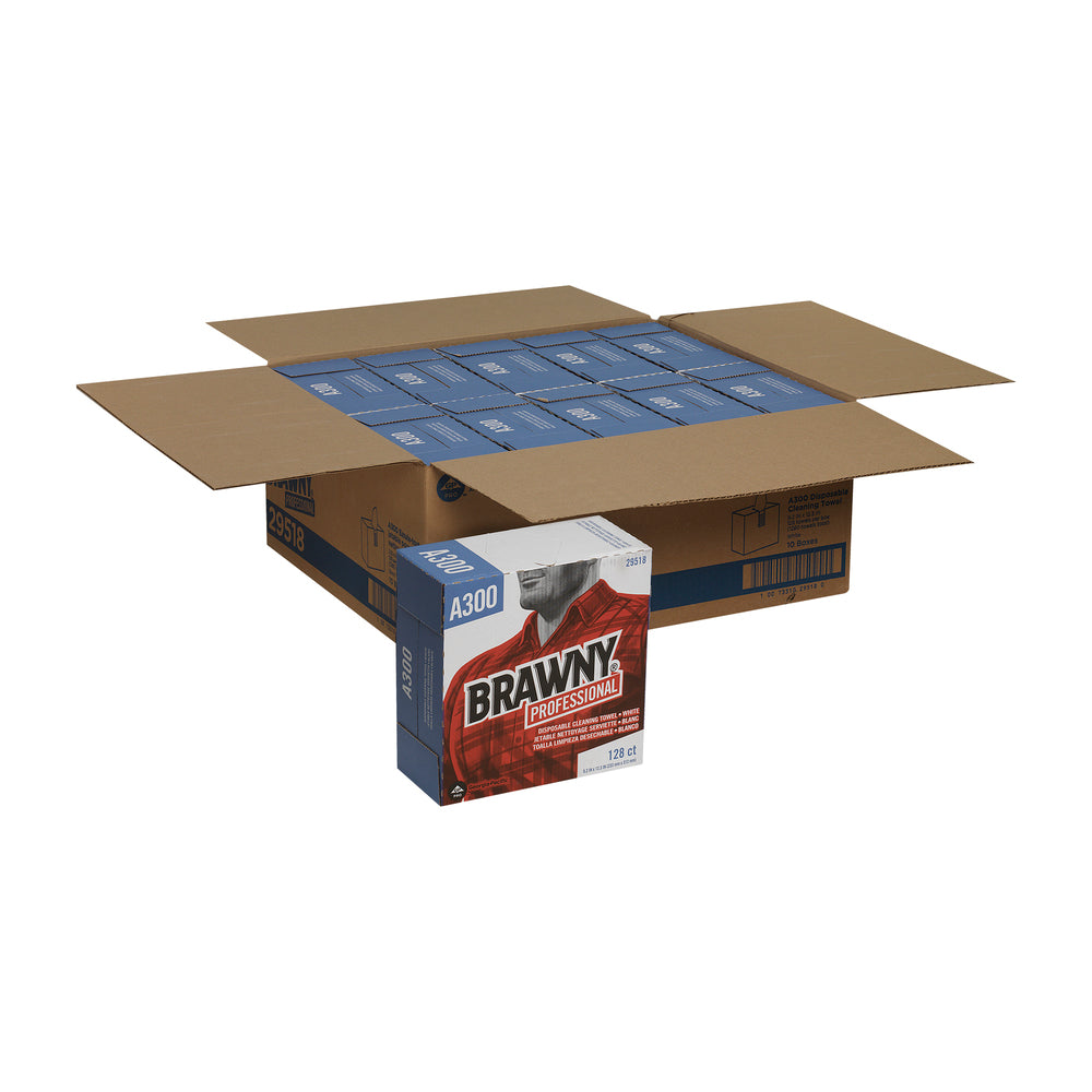 מגבות ניקוי חד פעמיות של BRAWNY® PROFESSIONAL A300 מבית GP PRO (ג'ורג'יה פסיפיק), קופסה גבוהה, לבן, (10 קופסאות של 66 מגבות סהכ 660 מגבות)