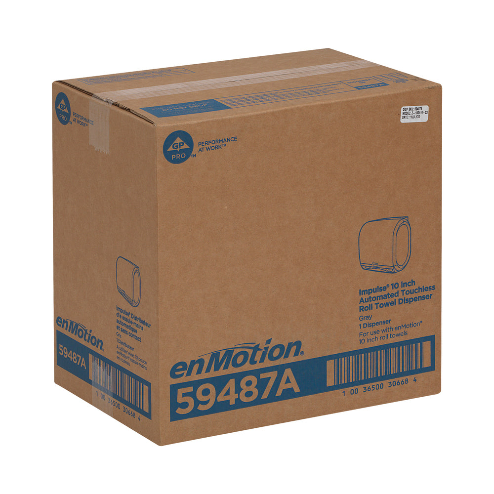 מתקן מגבות נייר אוטומטי ללא מגע עם גליל אחד ENMOTION® IMPULS® 10 מבית GP PRO (ג'ורג'יה פסיפיק), אפור, מתקן אחד