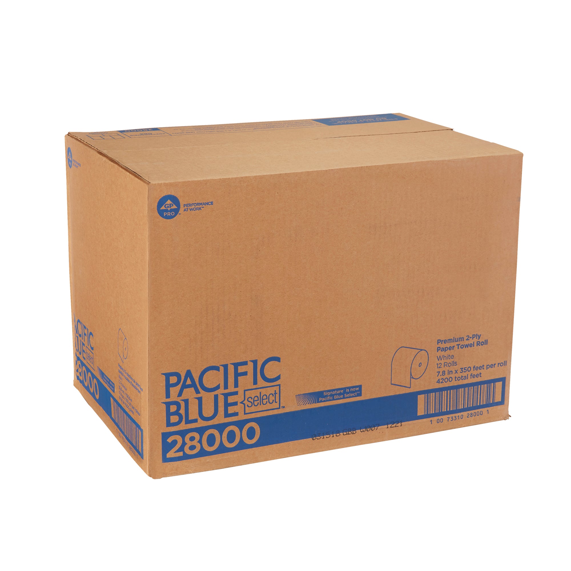 גליל מגבת נייר איכותי עם שתי שכבות מסוג PACIFIC BLUE SELECT™, לבן, (12 גלילים של 106.68 מטרים סהכ 1280.16 מטרים) 12 גליונות למארז