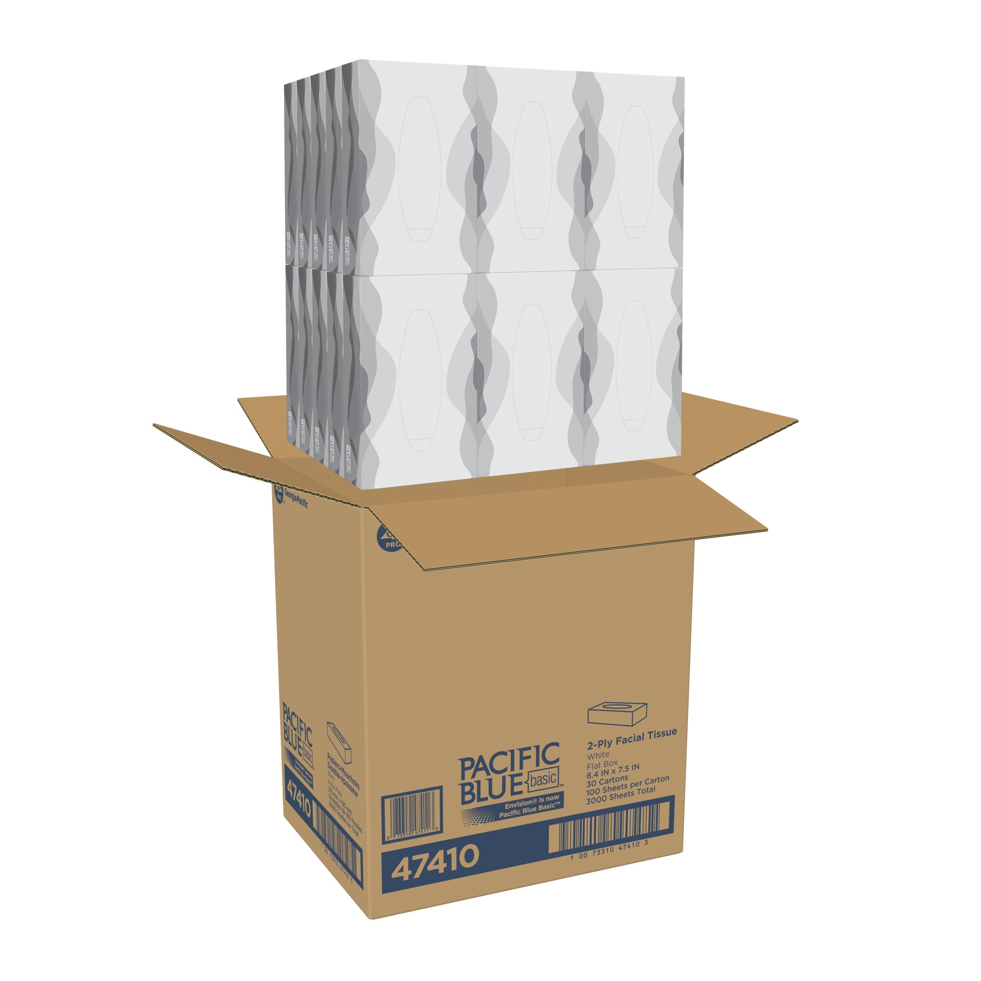 רקמת פנים דו שכבתית PACIFIC BLUE BASIC™ מאת GP PRO (ג'ורג'יה פסיפיק), קופסה שטוחה, (30 קופסאות של 100 גליונות סהכ 3000 גליונות)