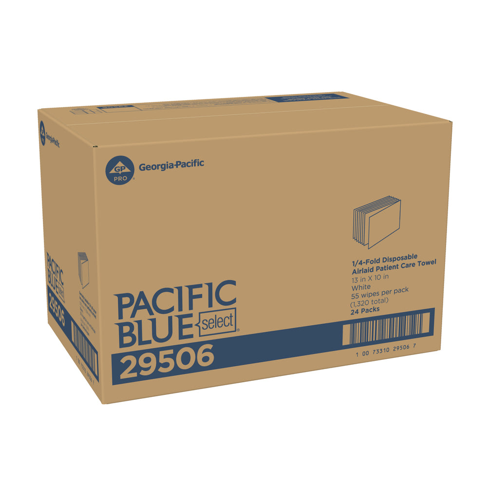 מטלית רחצה חד פעמית לטיפול בחולים, PACIFIC BLUE SELECT # A300 מבית GP PRO קיפול 1/4, לבן, (24 חבילות של 55 מגבות סהכ 1,320 מגבות)