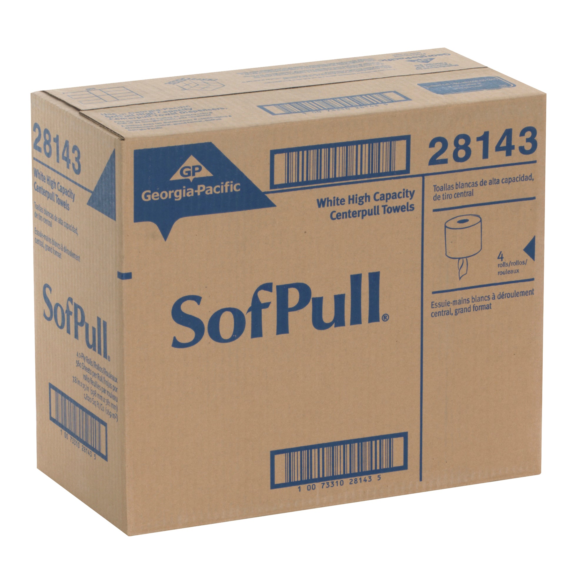 מגבות נייר SOFPULL® CENTERPULL בעלות קיבולת גבוהה מבית GP PRO (ג'ורג'יה פסיפיק), לבן, (4 גלילים של 213.15 מטרים סהכ 852.59 מטרים) 2,240 גליונות למארז