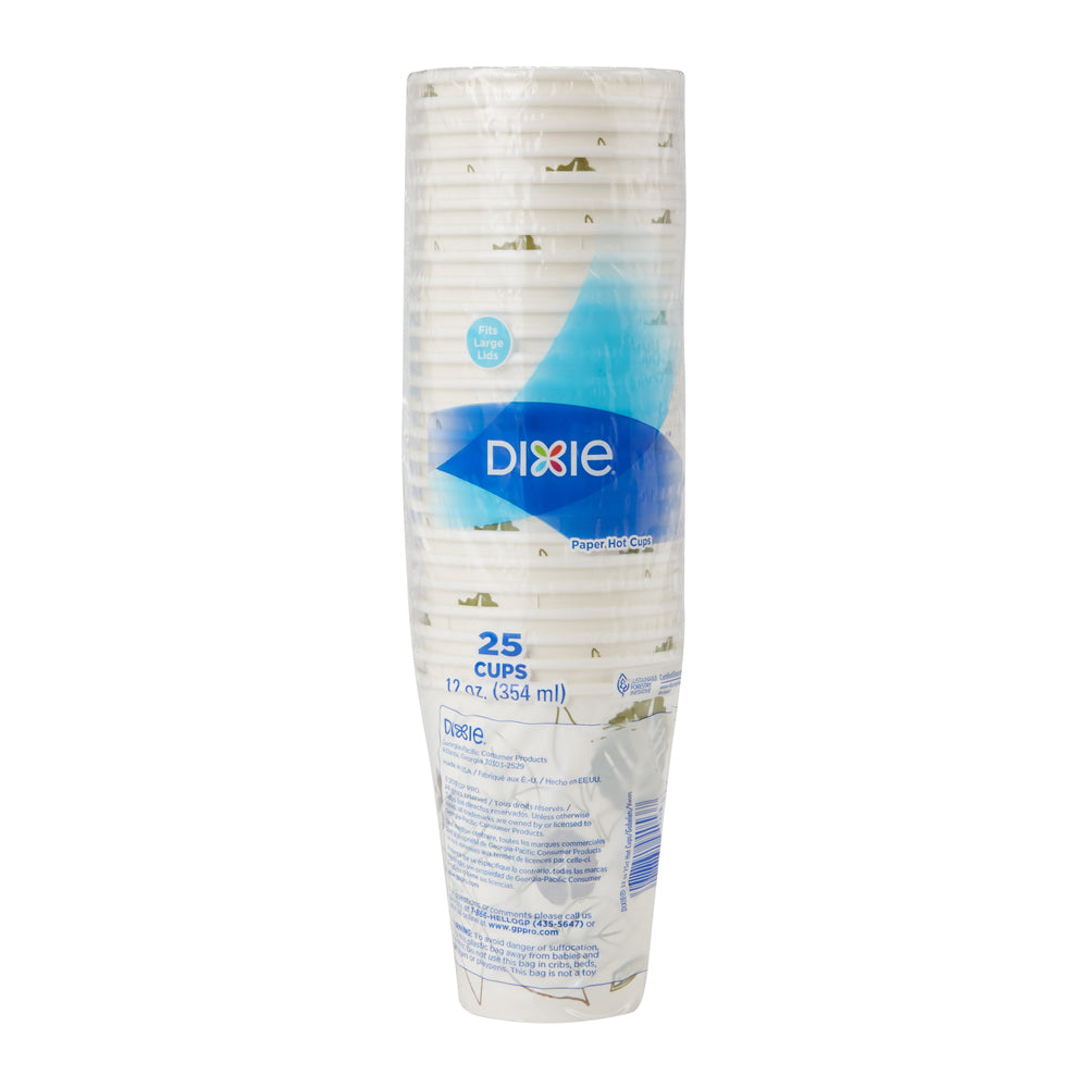 כוסות נייר חמות DIXIE® 12 OZ מבית GP PRO (ג'ורג'יה פסיפיק), מתאימות למכסים גדולים, איור עלים®, 500 כוסות לכל מארז, ( 20 שרוולים של 25 כוסות )