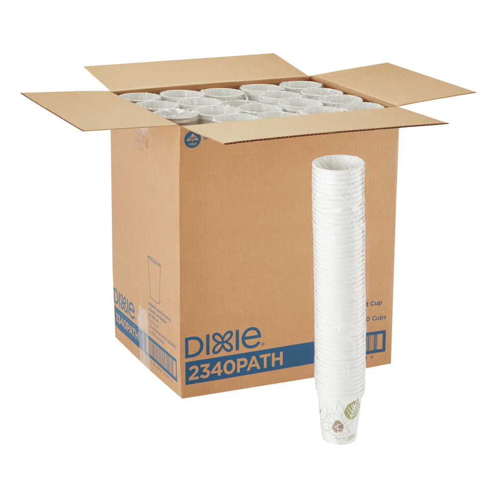 כוסות חמות מנייר DIXIE® 10 OZ מבית GP PRO (ג'ורג'יה פסיפיק), מתאימים למכסים בינוניים, איור עלים®, 1,000 כוסות לכל מארז