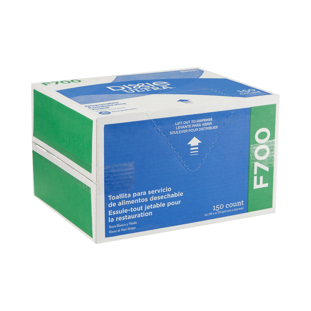מגבות שירות מזון חד פעמיות DIXIE ULTRA® F700 של GP PRO (ג'ורג'יה פסיפיק), פס לבן וירוק, 150 מגבות בקופסה