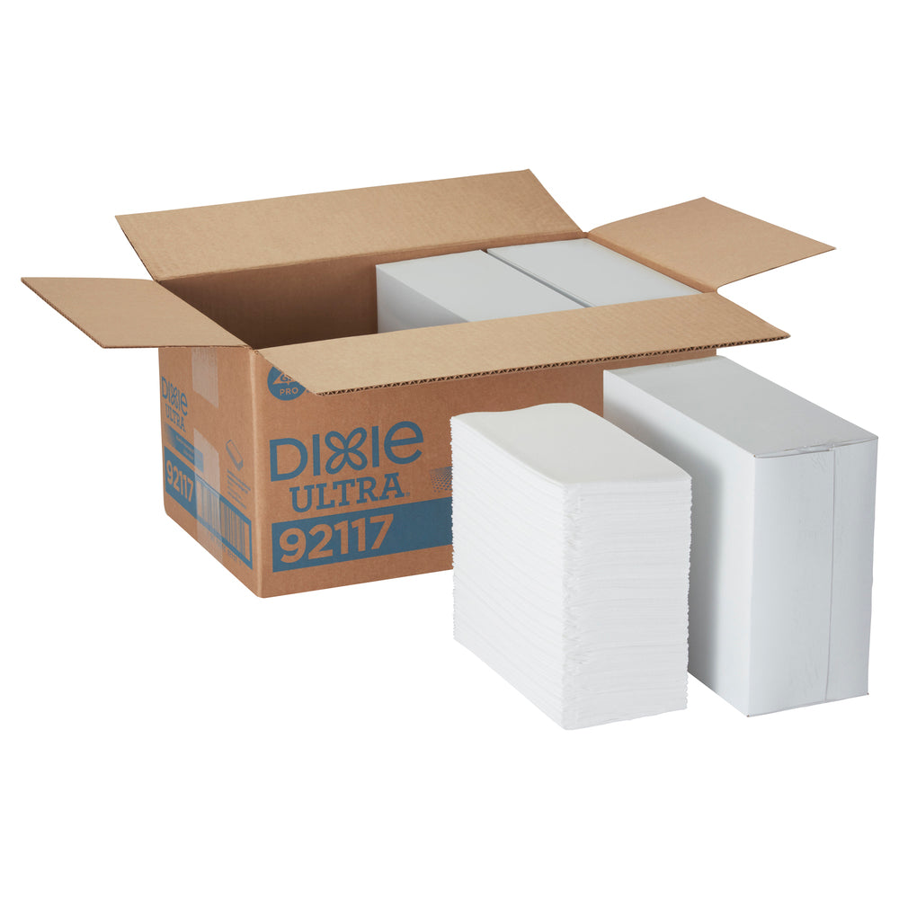 מפית ארוחת ערב של DIXIE ULTRA® קיפול 1/8 17 ˟ 17 אינץ', לבן, 400 מפיות לכל מארז