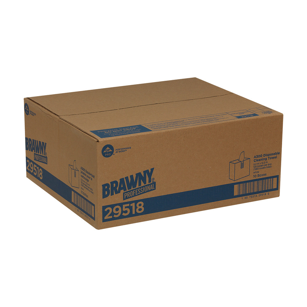 מגבות ניקוי חד פעמיות של BRAWNY® PROFESSIONAL A300 מבית GP PRO (ג'ורג'יה פסיפיק), קופסה גבוהה, לבן, (10 קופסאות של 66 מגבות סהכ 660 מגבות)