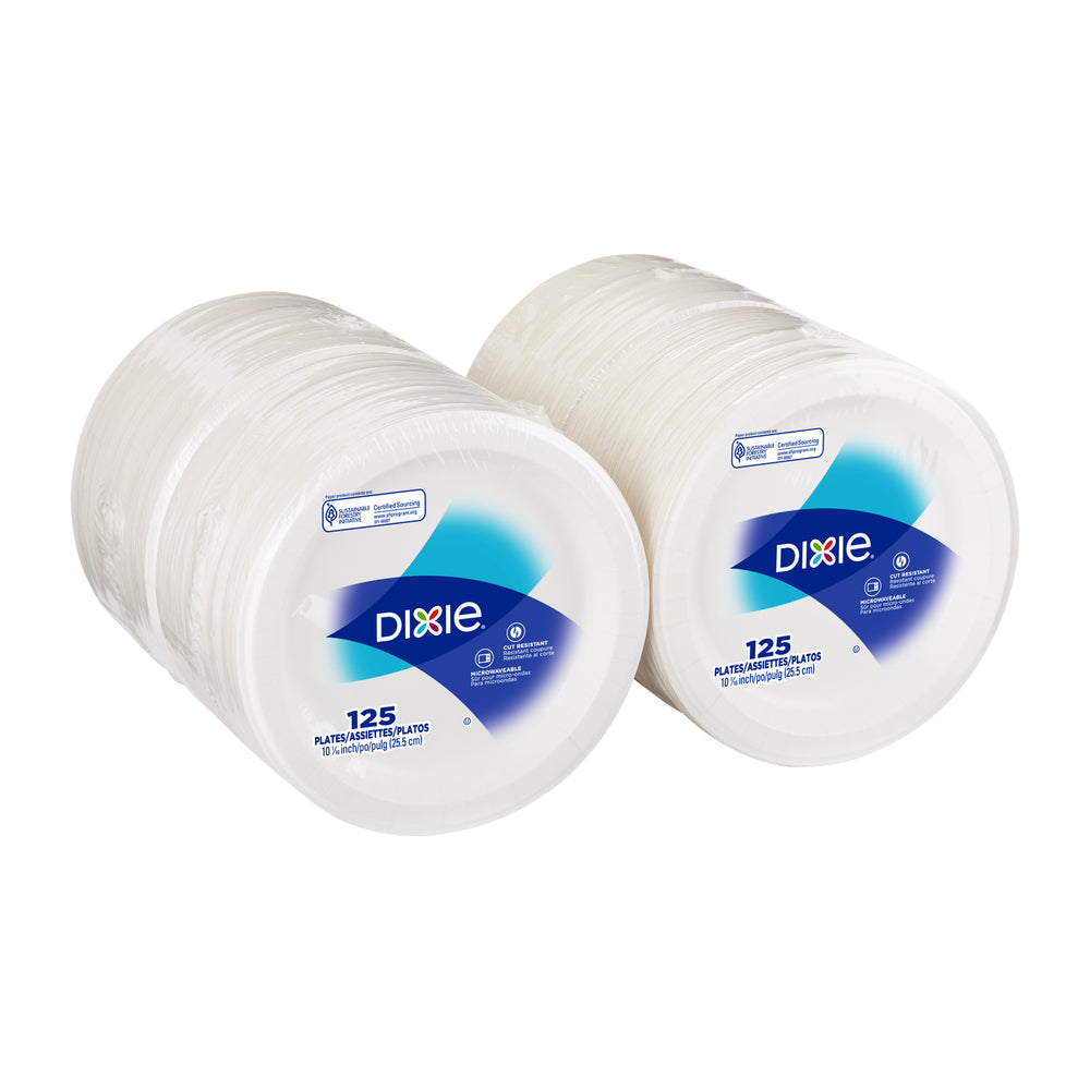 צלחות נייר עבות (IN 10 1/16) מסדרת DIXIE® מבית GP PRO (ג'ורג'יה-פסיפיק), לבן, 500 צלחות לכל מארז