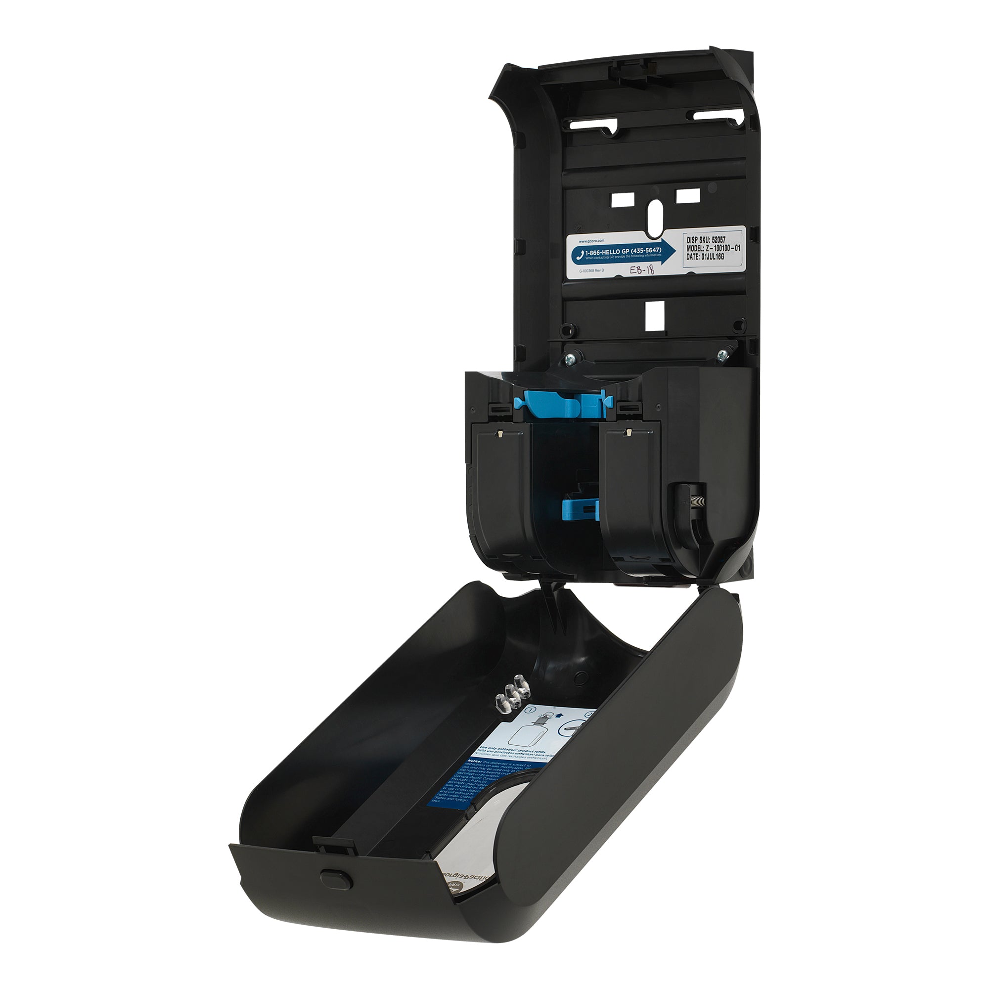 מתקן סבון וחיטוי אוטומטי ללא מגע ENMOTION® GEN2 מאת GP PRO (ג'ורג'יה פסיפיק), שחור, מתקן אחד