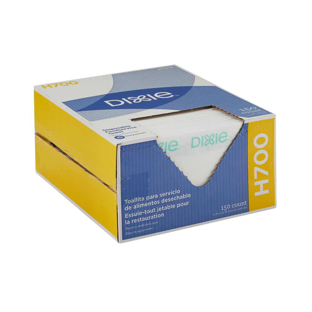 מגבות שירות מזון חד פעמיות DIXIE® H700 מאת GP PRO (ג'ורג'יה-פסיפיק), פס לבן וירוק, 150 מגבות בקופסה