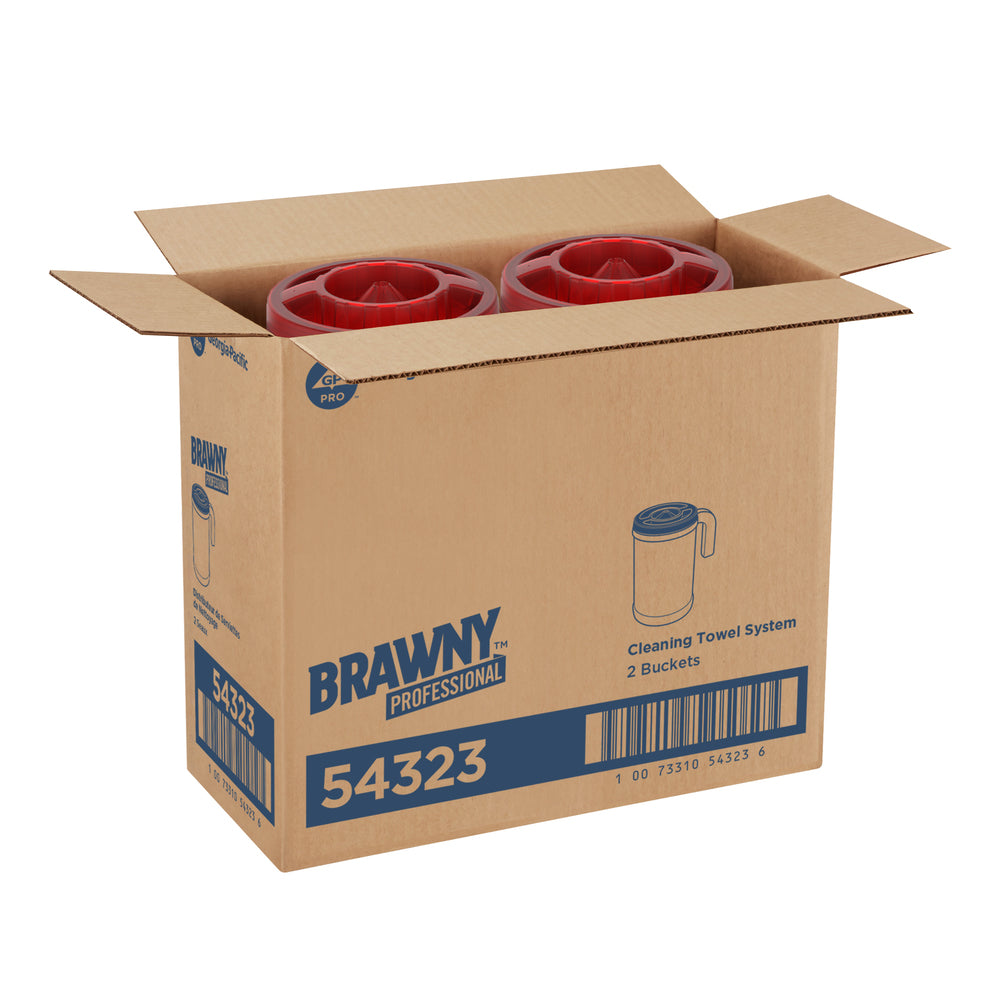 מערכת מגבות ניקוי מקצועית BRAWNY® מבית GP PRO (ג'ורג'יה פסיפיק), אפור, 2 דליים לכל מארז