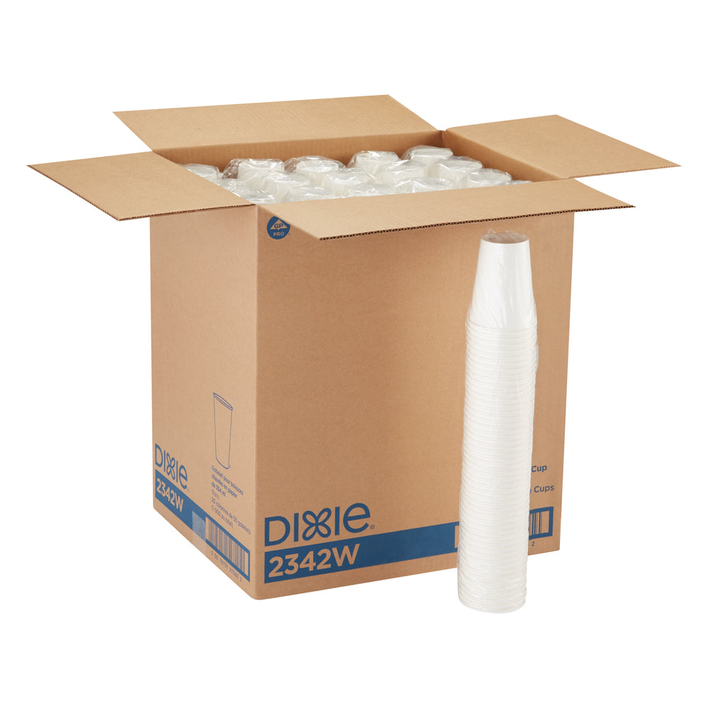 כוסות נייר חמות DIXIE® 12 OZ מבית GP PRO (ג'ורג'יה פסיפיק), מתאימות למכסים גדולים, לבן, 1,000 כוסות לכל מארז