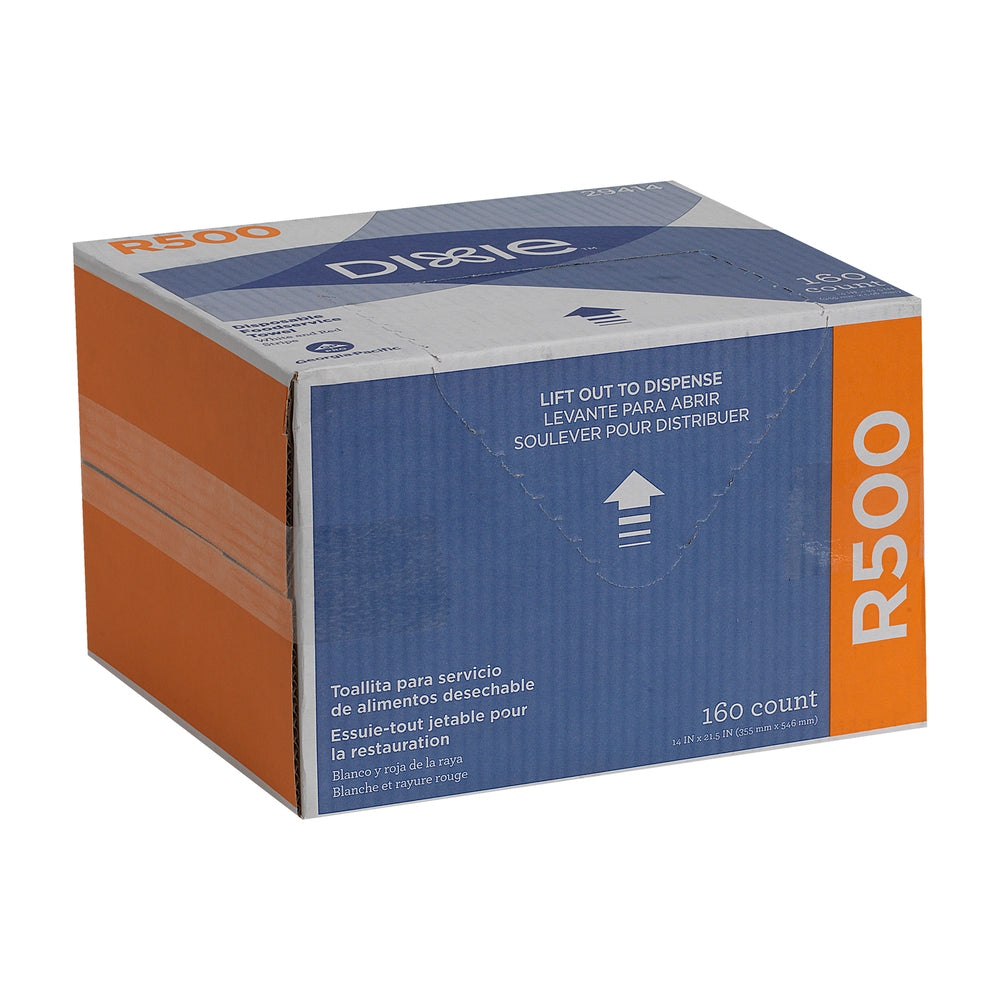 מגבות שירות מזון חד פעמיות DIXIE® R500 מבית GP PRO (ג'ורג'יה פסיפיק), פס לבן ואדום, 160 מגבות בקופסה