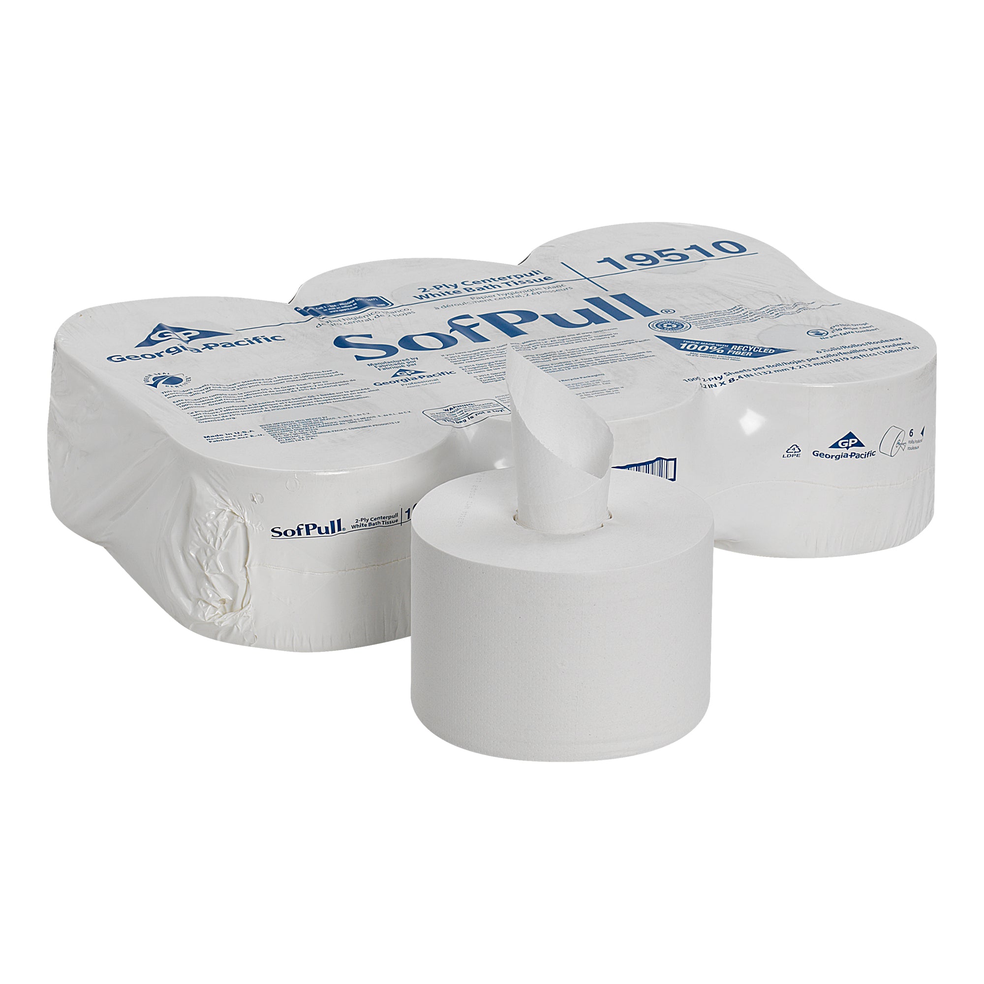 נייר טואלט בעלת קיבולת גבוהה דו-שכבתית SOFPULL® CENTERPULL מבית GP PRO (ג'ורג'יה פסיפיק), לבן, (6 גלילים של 213.36 מטרים סהכ 1280.16 מטרים) 6,000 גליונות למארז