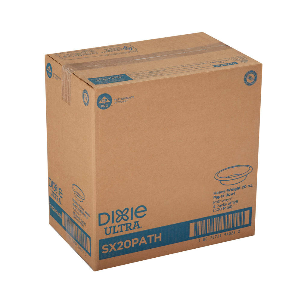 קערות נייר עבות במיוחד DIXIE ULTRA® (20 OZ) מבית GP PRO (ג'ורג'יה פסיפיק), שבילים®, (4 חבילות של 125 קערות סהכ 500 קערות)