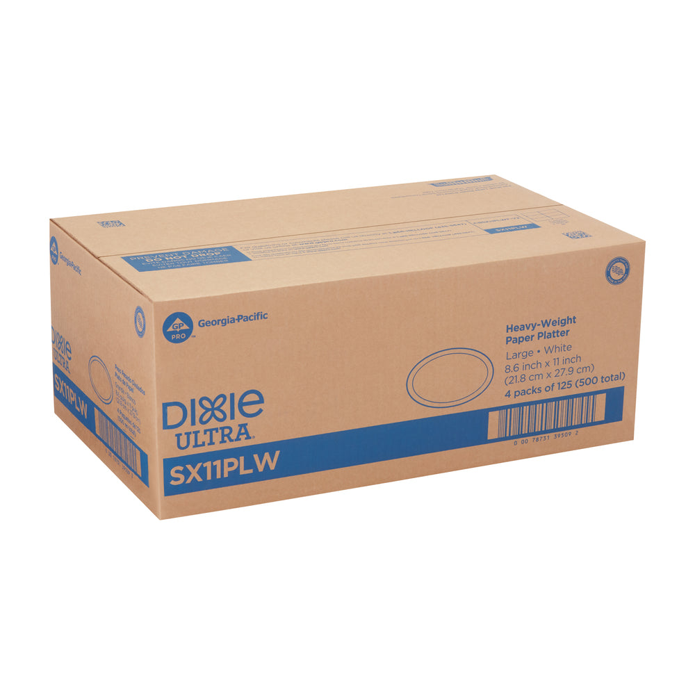 מגשי נייר גדולים עבים במיוחד של DIXIE ULTRA® מבית GP PRO (ג'ורג'יה-פסיפיק), לבן, 500 מגשים לכל מארז