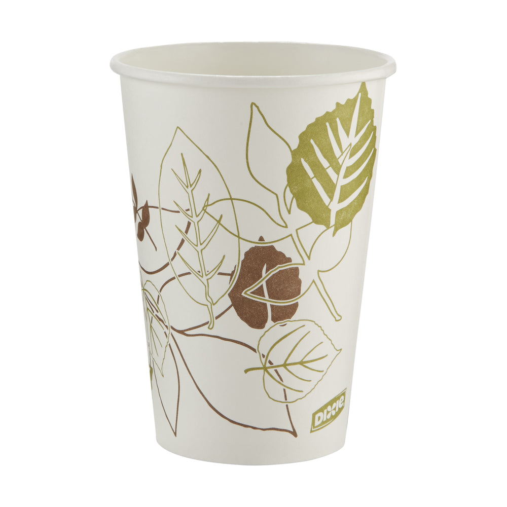 כוסות חמות מנייר DIXIE® 16 OZ מבית GP PRO (ג'ורג'יה פסיפיק), מתאימות למכסים גדולים, איור עלים®, 1,000 כוסות לכל מארז, ( 20 שרוולים של 50 כוסות )