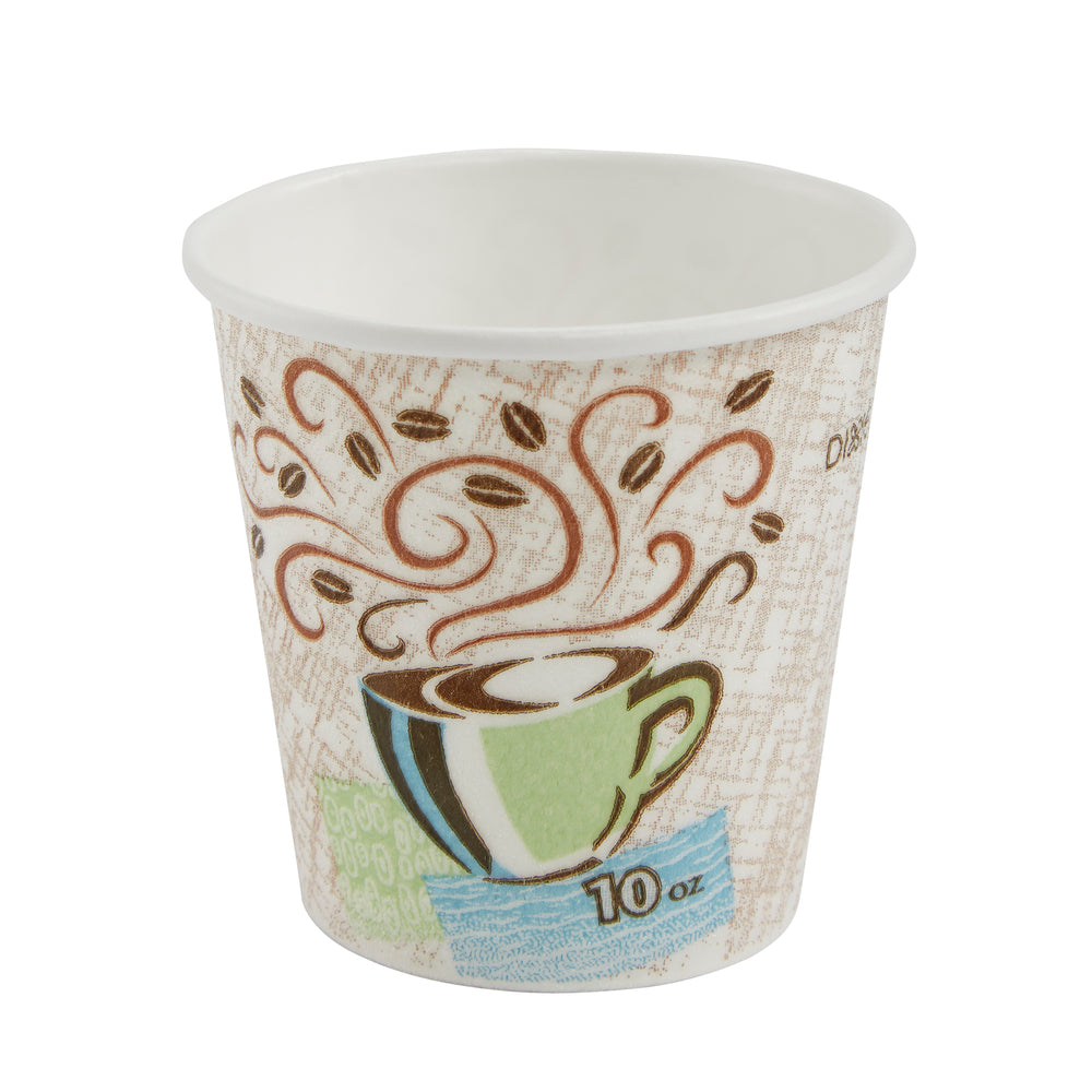 DIXIE® PERFECTOUCH® 10 OZ כוסות קפה חמות מנייר עטופות מבודדות מבית GP PRO, מתאימות למכסים גדולים, ערפל קפה, 1,000 כוסות/מארז