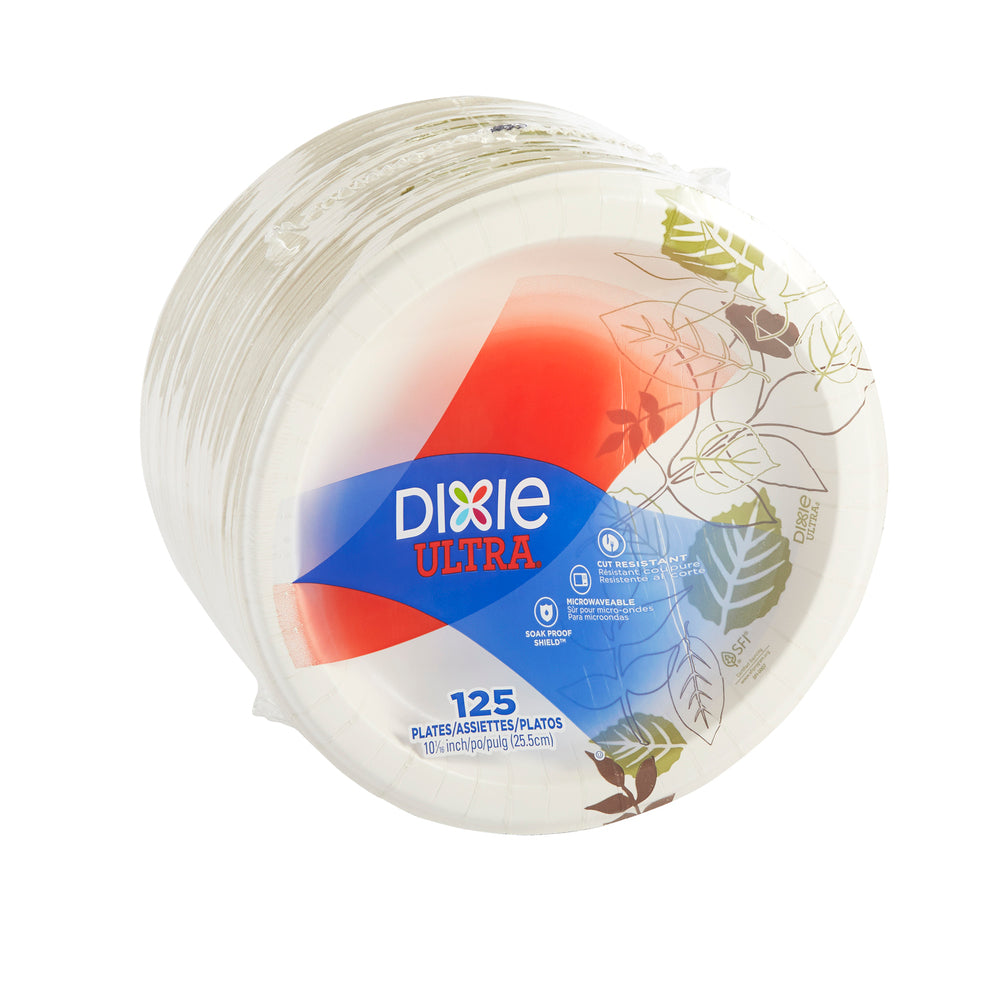 צלחות נייר עבות במיוחד (IN 10 1/16) מסדרת DIXIE ULTRA® מבית GP PRO (ג'ורג'יה-פסיפיק), איור עלים®, 500 צלחות לכל מארז
