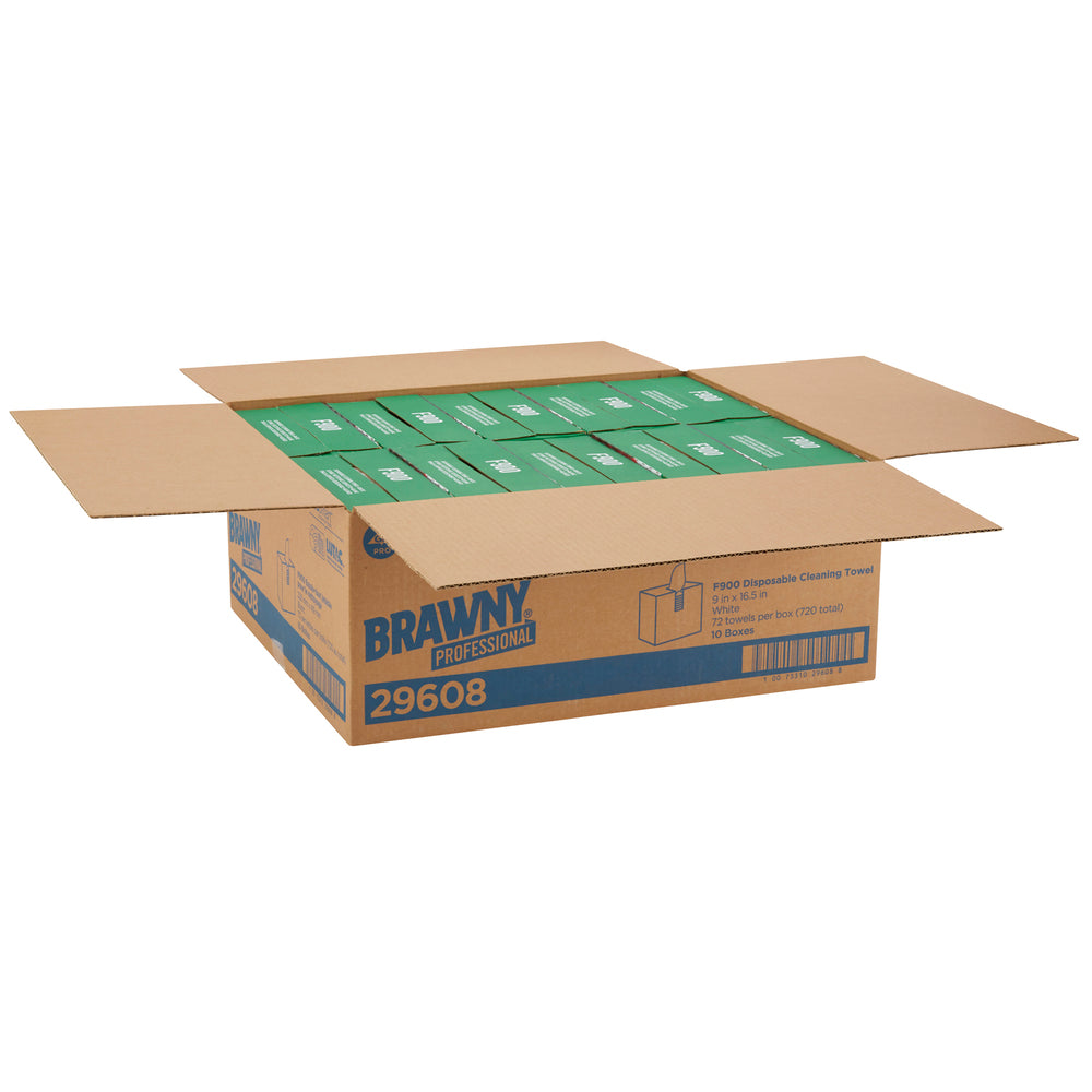 מגבות ניקוי חד פעמיות BRAWNY® PROFESSIONAL F900 מבית GP PRO (ג'ורג'יה פסיפיק), קופסה גבוהה, לבן, (10 קופסאות של 72 מגבות סהכ 720 מגבות)