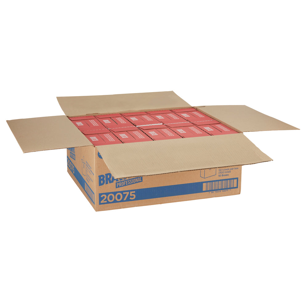 מגבות ניקוי חד פעמיות BRAWNY® PROFESSIONAL D300 מבית GP PRO (ג'ורג'יה פסיפיק), קופסה גבוהה, לבן, (10 קופסאות של 110 מגבות סהכ 1,100 מגבות)