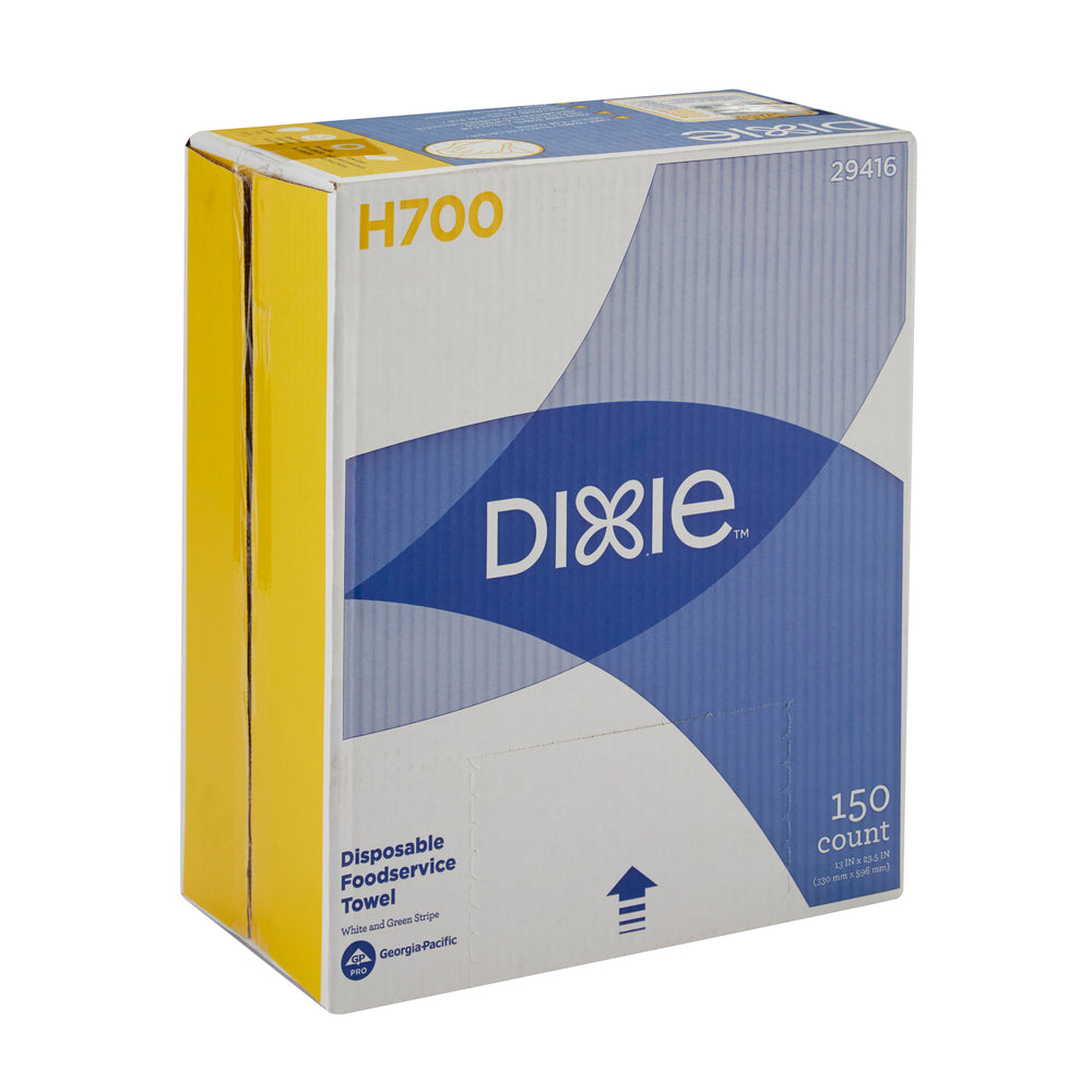 מגבות שירות מזון חד פעמיות DIXIE® H700 מאת GP PRO (ג'ורג'יה-פסיפיק), פס לבן וירוק, 150 מגבות בקופסה