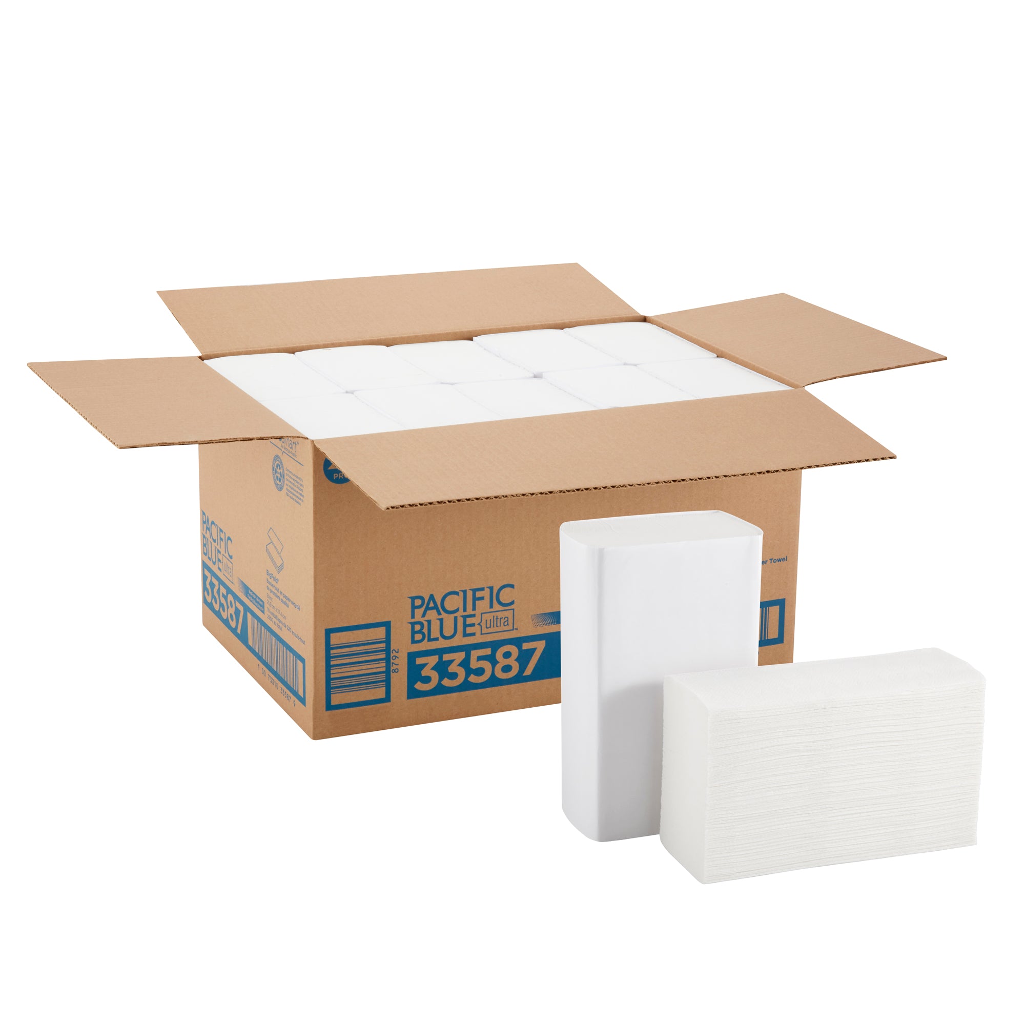 מגבות נייר ממוחזרות פרימיום Pacific Blue Ultra™ BIGFOLD®, לבן, 2,200 מגבות לכל מארז