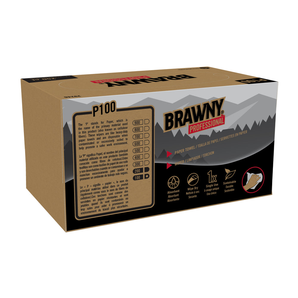 מגבות ניקוי חד פעמיות BRAWNY® PROFESSIONAL P100 מבית GP PRO (ג'ורג'יה פסיפיק), חום, (24 קופסאות של 250 מגבות סהכ 6000 מגבות)