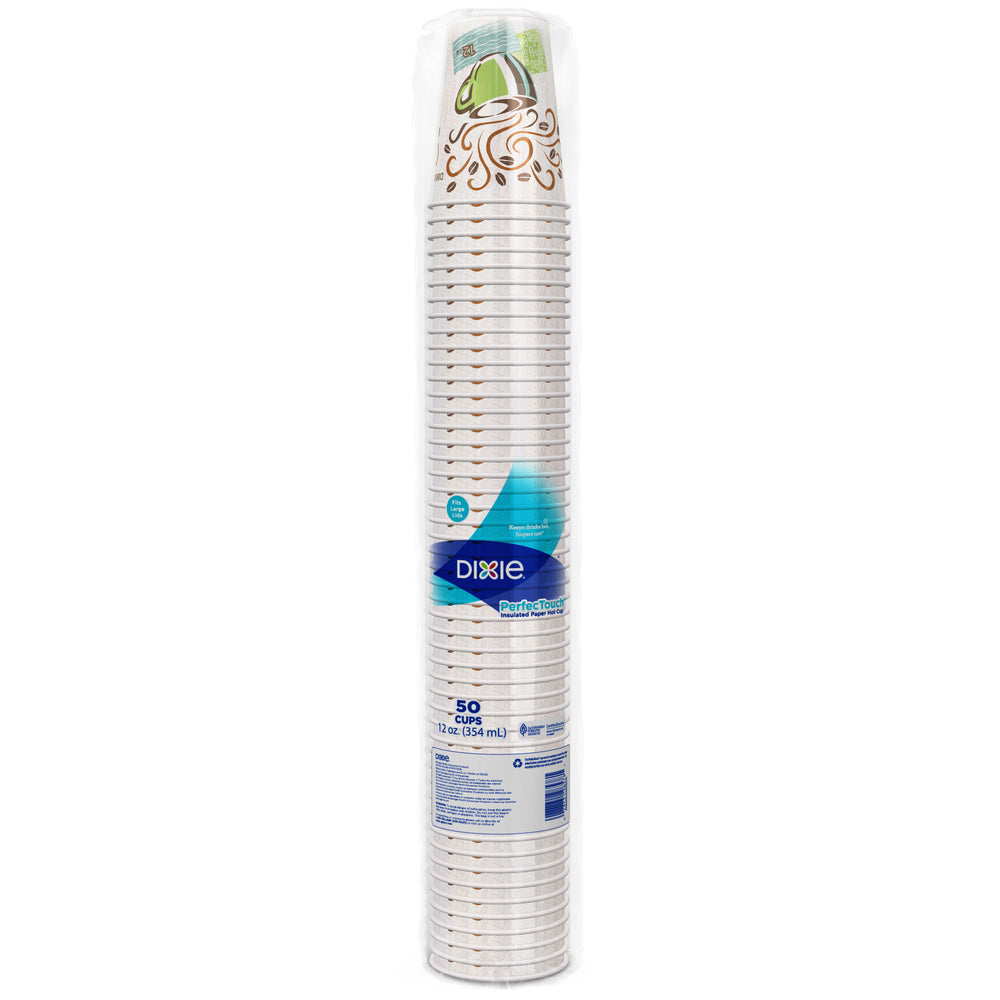 כוסות קפה חם מנייר מבודד DIXIE® PERFECTOUCH® 12 OZ מבית GP PRO (ג'ורג'יה פסיפיק), מתאימות למכסים גדולים, ערפל קפה, 1,000 כוסות/מארז